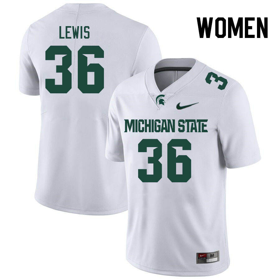Women #36 Brandon Lewis Michigan State Spartans College Football Jerseys Stitched Sale-White